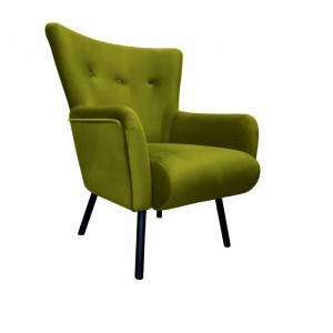 Fotel TULIP tkanina Welur noga metalowa Uszak luksusowy komfort salonu : Kolor nogi - Czarna, Kolor tkaniny - VELVET - BL75