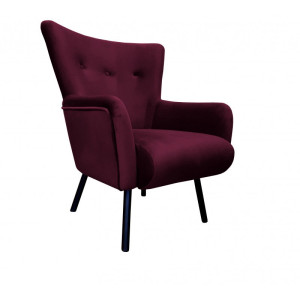 Fotel TULIP tkanina Welur noga metalowa Uszak luksusowy komfort salonu : Kolor nogi - Czarna, Kolor tkaniny - VELVET - MG02