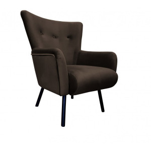 Fotel TULIP tkanina Welur noga metalowa Uszak luksusowy komfort salonu : Kolor nogi - Czarna, Kolor tkaniny - VELVET - MG05