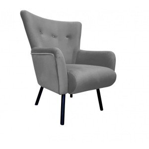 Fotel TULIP tkanina Welur noga metalowa Uszak luksusowy komfort salonu : Kolor nogi - Czarna, Kolor tkaniny - VELVET - MG17