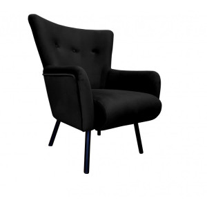 Fotel TULIP tkanina Welur noga metalowa Uszak luksusowy komfort salonu : Kolor nogi - Czarna, Kolor tkaniny - VELVET - MG19