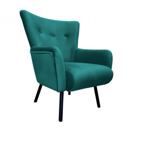 Fotel TULIP tkanina Welur noga metalowa Uszak luksusowy komfort salonu : Kolor nogi - Czarna, Kolor tkaniny - VELVET - MG20