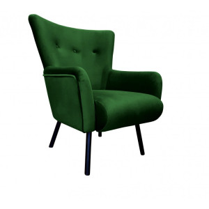 Fotel TULIP tkanina Welur noga metalowa Uszak luksusowy komfort salonu : Kolor nogi - Czarna, Kolor tkaniny - VELVET - MG25