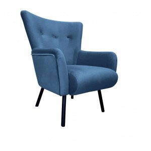 Fotel TULIP tkanina Welur noga metalowa Uszak luksusowy komfort salonu : Kolor nogi - Czarna, Kolor tkaniny - VELVET - MG33