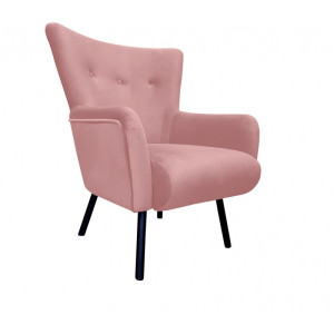 Fotel TULIP tkanina Welur noga metalowa Uszak luksusowy komfort salonu : Kolor nogi - Czarna, Kolor tkaniny - VELVET - MG58