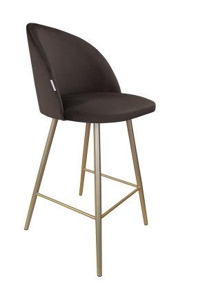 Hoker Colin krzesło barowe tkanina Welur podstawa metalowa : Kolor nogi - Złota stożek, Kolor tkaniny - VELVET - MG05, Typ siedziska - Siedzisko stałe