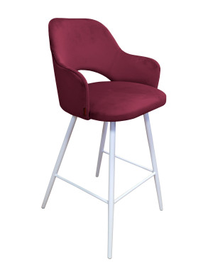 Hoker Milano krzesło barowe tkanina Welur podstawa metalowa : Kolor nogi - Biały stożek, Kolor tkaniny - VELVET - MG02, Typ siedziska - Siedzisko stałe