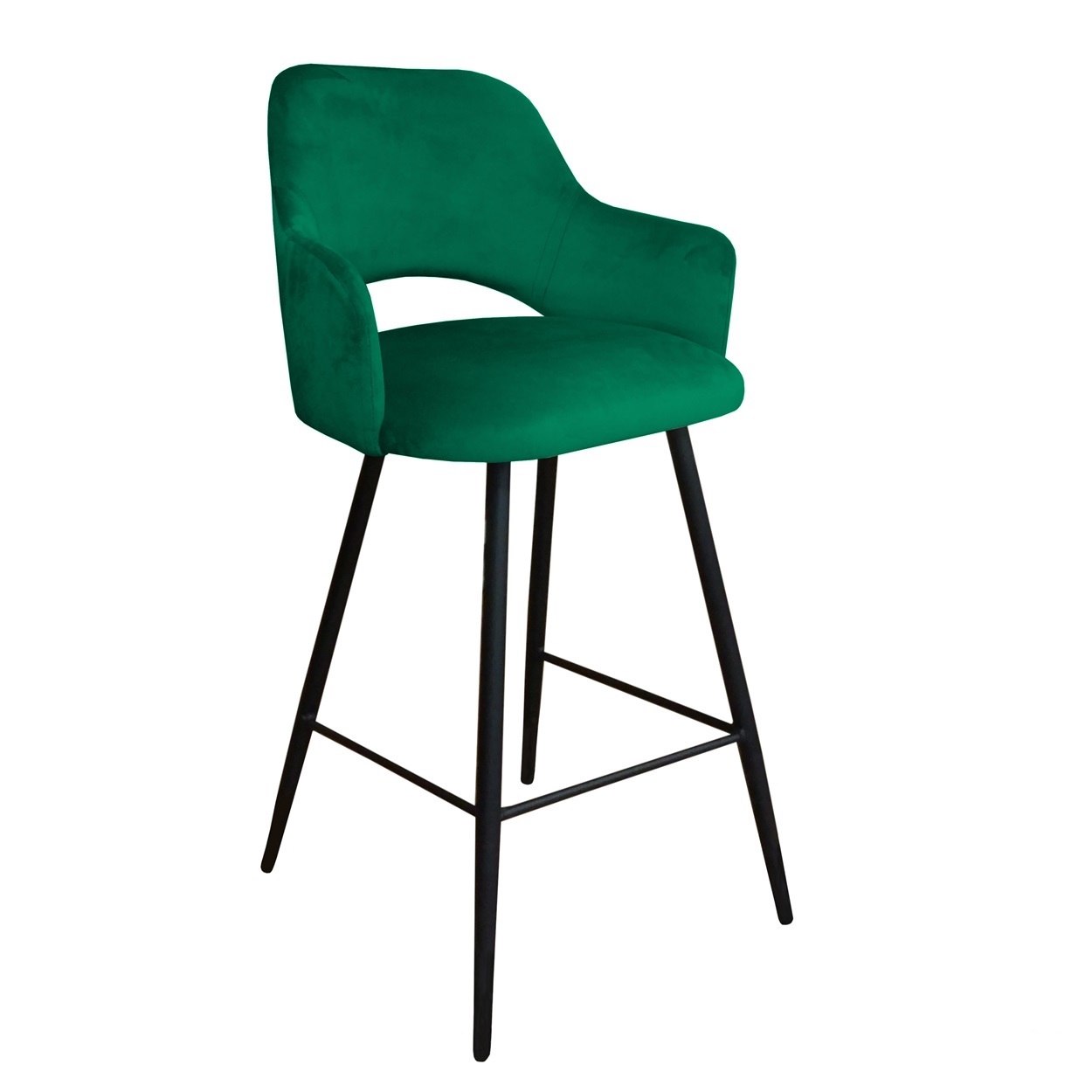 Hoker Milano krzesło barowe tkanina Welur podstawa metalowa : Kolor nogi - Czarna stożek, Kolor tkaniny - VELVET - MG25, Typ siedziska - Siedzisko stałe
