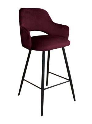Hoker Milano krzesło barowe tkanina Welur podstawa metalowa : Kolor nogi - Czarna stożek, Kolor tkaniny - VELVET - MG02, Typ siedziska - Siedzisko stałe