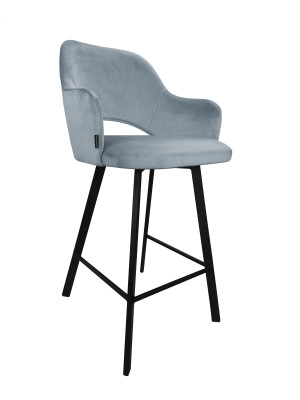 Hoker Milano krzesło barowe tkanina Welur podstawa metalowa : Kolor nogi - Czarna profil, Kolor tkaniny - VELVET - BL06, Typ siedziska - Siedzisko stałe