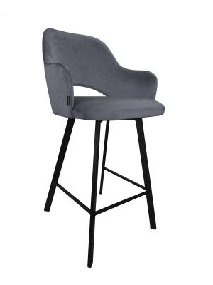 Hoker Milano krzesło barowe tkanina Welur podstawa metalowa : Kolor nogi - Czarna profil, Kolor tkaniny - VELVET - BL14, Typ siedziska - Siedzisko stałe