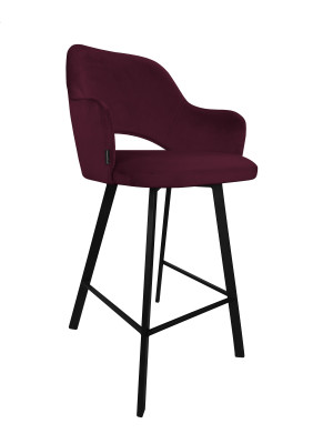 Hoker Milano krzesło barowe tkanina Welur podstawa metalowa : Kolor nogi - Czarna profil, Kolor tkaniny - VELVET - MG02, Typ siedziska - Siedzisko stałe