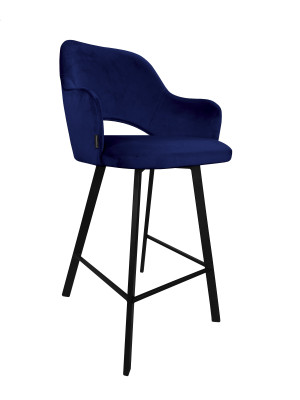 Hoker Milano krzesło barowe tkanina Welur podstawa metalowa : Kolor nogi - Czarna profil, Kolor tkaniny - VELVET - MG16, Typ siedziska - Siedzisko stałe