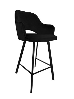 Hoker Milano krzesło barowe tkanina Welur podstawa metalowa : Kolor nogi - Czarna profil, Kolor tkaniny - VELVET - MG19, Typ siedziska - Siedzisko stałe
