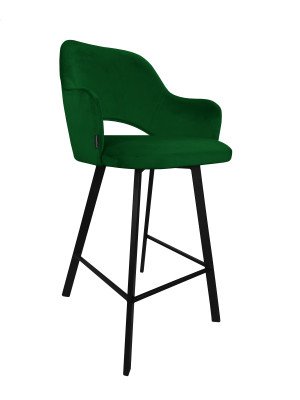 Hoker Milano krzesło barowe tkanina Welur podstawa metalowa : Kolor nogi - Czarna profil, Kolor tkaniny - VELVET - MG25, Typ siedziska - Siedzisko stałe