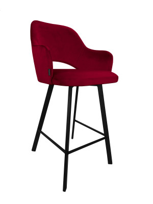 Hoker Milano krzesło barowe tkanina Welur podstawa metalowa : Kolor nogi - Czarna profil, Kolor tkaniny - VELVET - MG31, Typ siedziska - Siedzisko stałe