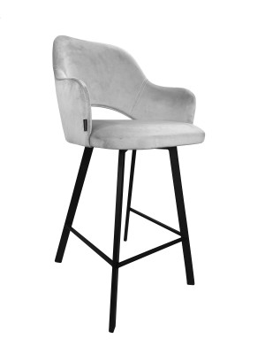 Hoker Milano krzesło barowe tkanina Welur podstawa metalowa : Kolor nogi - Czarna profil, Kolor tkaniny - VELVET - MG39, Typ siedziska - Siedzisko stałe