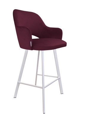 Hoker Milano krzesło barowe tkanina Welur podstawa metalowa : Kolor nogi - Biały profil, Kolor tkaniny - VELVET - MG02, Typ siedziska - Siedzisko stałe