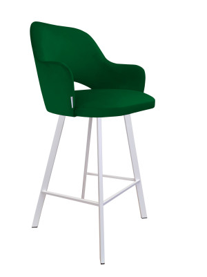 Hoker Milano krzesło barowe tkanina Welur podstawa metalowa : Kolor nogi - Biały profil, Kolor tkaniny - VELVET - MG25, Typ siedziska - Siedzisko stałe