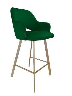 Hoker Milano krzesło barowe tkanina Welur podstawa metalowa : Kolor nogi - Złota profil, Kolor tkaniny - VELVET - MG25, Typ siedziska - Siedzisko stałe