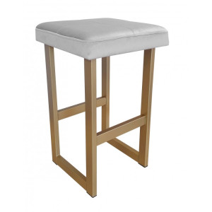 Hoker ALEX krzesło barowe tkanina Welur podstawa metalowa : Kolor Stelaża - Złoty, Kolor tkaniny - VELVET - MG39, Wysokość - 60 cm