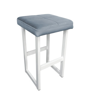 Hoker ALEX krzesło barowe tkanina Welur podstawa metalowa : Kolor Stelaża - Biały, Kolor tkaniny - VELVET - BL06, Wysokość - 60 cm