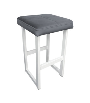 Hoker ALEX krzesło barowe tkanina Welur podstawa metalowa : Kolor Stelaża - Biały, Kolor tkaniny - VELVET - BL14, Wysokość - 60 cm