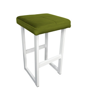 Hoker ALEX krzesło barowe tkanina Welur podstawa metalowa : Kolor Stelaża - Biały, Kolor tkaniny - VELVET - BL75, Wysokość - 60 cm