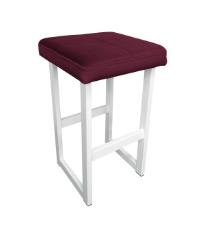 Hoker ALEX krzesło barowe tkanina Welur podstawa metalowa : Kolor Stelaża - Biały, Kolor tkaniny - VELVET - MG02, Wysokość - 75 cm
