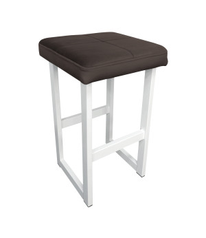 Hoker ALEX krzesło barowe tkanina Welur podstawa metalowa : Kolor Stelaża - Biały, Kolor tkaniny - VELVET - MG05, Wysokość - 60 cm