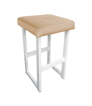 Hoker ALEX krzesło barowe tkanina Welur podstawa metalowa : Kolor Stelaża - Biały, Kolor tkaniny - VELVET - MG06, Wysokość - 60 cm