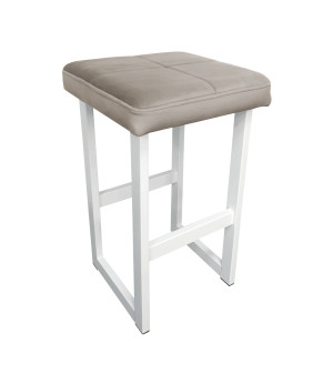 Hoker ALEX krzesło barowe tkanina Welur podstawa metalowa : Kolor Stelaża - Biały, Kolor tkaniny - VELVET - MG09, Wysokość - 60 cm