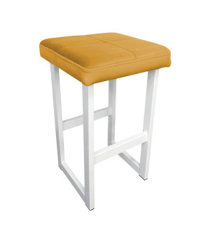Hoker ALEX krzesło barowe tkanina Welur podstawa metalowa : Kolor Stelaża - Biały, Kolor tkaniny - VELVET - MG15, Wysokość - 60 cm