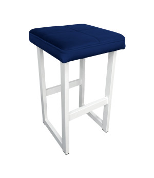 Hoker ALEX krzesło barowe tkanina Welur podstawa metalowa : Kolor Stelaża - Biały, Kolor tkaniny - VELVET - MG16, Wysokość - 60 cm