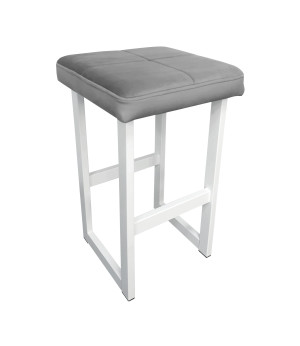 Hoker ALEX krzesło barowe tkanina Welur podstawa metalowa : Kolor Stelaża - Biały, Kolor tkaniny - VELVET - MG17, Wysokość - 75 cm