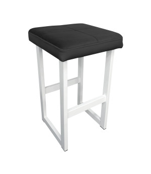 Hoker ALEX krzesło barowe tkanina Welur podstawa metalowa : Kolor Stelaża - Biały, Kolor tkaniny - VELVET - MG19, Wysokość - 75 cm