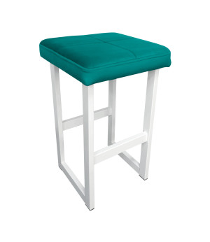 Hoker ALEX krzesło barowe tkanina Welur podstawa metalowa : Kolor Stelaża - Biały, Kolor tkaniny - VELVET - MG20, Wysokość - 60 cm
