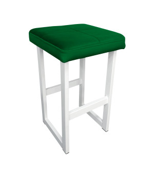Hoker ALEX krzesło barowe tkanina Welur podstawa metalowa : Kolor Stelaża - Biały, Kolor tkaniny - VELVET - MG25, Wysokość - 60 cm