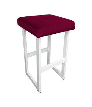 Hoker ALEX krzesło barowe tkanina Welur podstawa metalowa : Kolor Stelaża - Biały, Kolor tkaniny - VELVET - MG31, Wysokość - 60 cm