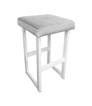Hoker ALEX krzesło barowe tkanina Welur podstawa metalowa : Kolor Stelaża - Biały, Kolor tkaniny - VELVET - MG39, Wysokość - 60 cm