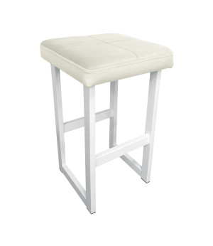Hoker ALEX krzesło barowe tkanina Welur podstawa metalowa : Kolor Stelaża - Biały, Kolor tkaniny - VELVET - MG50, Wysokość - 75 cm