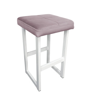 Hoker ALEX krzesło barowe tkanina Welur podstawa metalowa : Kolor Stelaża - Biały, Kolor tkaniny - VELVET - MG55, Wysokość - 60 cm