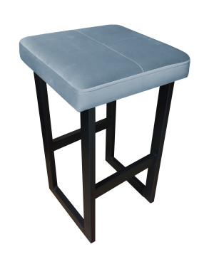 Hoker ALEX krzesło barowe tkanina Welur podstawa metalowa : Kolor Stelaża - Czarny , Kolor tkaniny - VELVET - BL06, Wysokość - 60 cm
