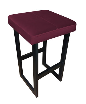 Hoker ALEX krzesło barowe tkanina Welur podstawa metalowa : Kolor Stelaża - Czarny , Kolor tkaniny - VELVET - MG02, Wysokość - 60 cm