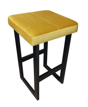 Hoker ALEX krzesło barowe tkanina Welur podstawa metalowa : Kolor Stelaża - Czarny , Kolor tkaniny - VELVET - MG15, Wysokość - 60 cm