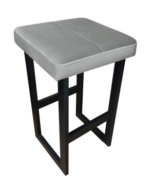 Hoker ALEX krzesło barowe tkanina Welur podstawa metalowa : Kolor Stelaża - Czarny , Kolor tkaniny - VELVET - MG17, Wysokość - 60 cm