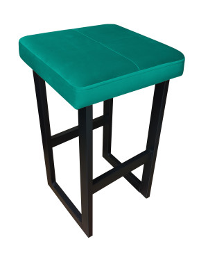 Hoker ALEX krzesło barowe tkanina Welur podstawa metalowa : Kolor Stelaża - Czarny , Kolor tkaniny - VELVET - MG20, Wysokość - 60 cm