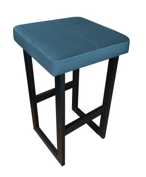 Hoker ALEX krzesło barowe tkanina Welur podstawa metalowa : Kolor Stelaża - Czarny , Kolor tkaniny - VELVET - MG33, Wysokość - 60 cm
