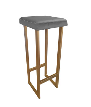 Hoker ALEX krzesło barowe tkanina Welur podstawa metalowa : Kolor Stelaża - Złoty, Kolor tkaniny - VELVET - BL14, Wysokość - 90 cm