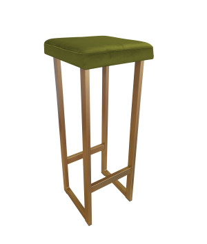 Hoker ALEX krzesło barowe tkanina Welur podstawa metalowa : Kolor Stelaża - Złoty, Kolor tkaniny - VELVET - BL75, Wysokość - 90 cm